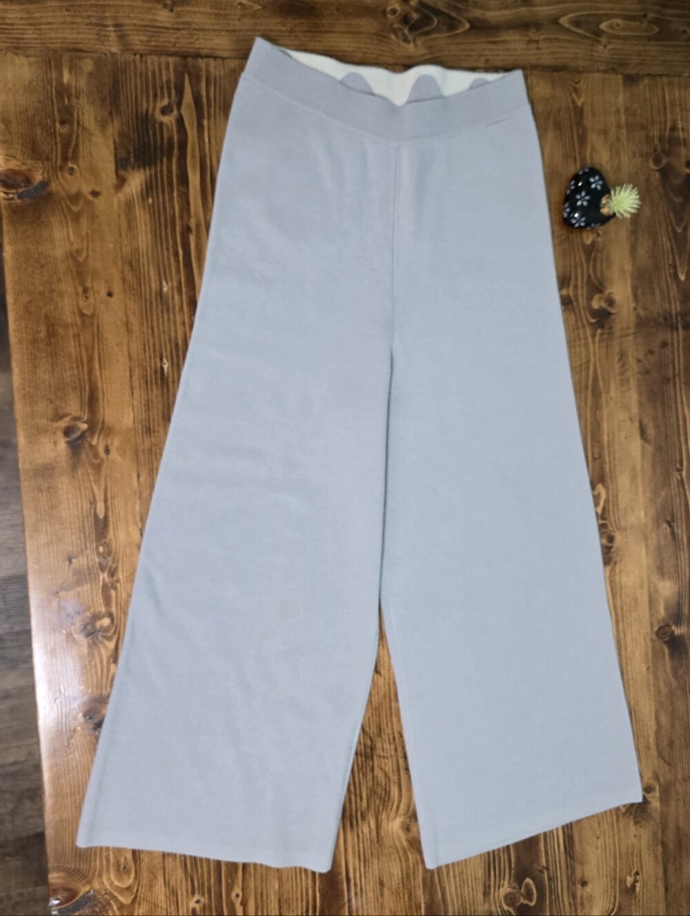 Uniqlo Marimekko Merino Wool Blend Knit Wide Leg Cropped Pants Gray M